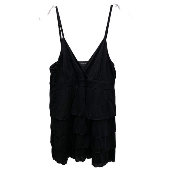 INC Black Ruffled Surplice 100% Tencel Cami Tank Top L Soft Moisture Wicking - Picture 2 of 12